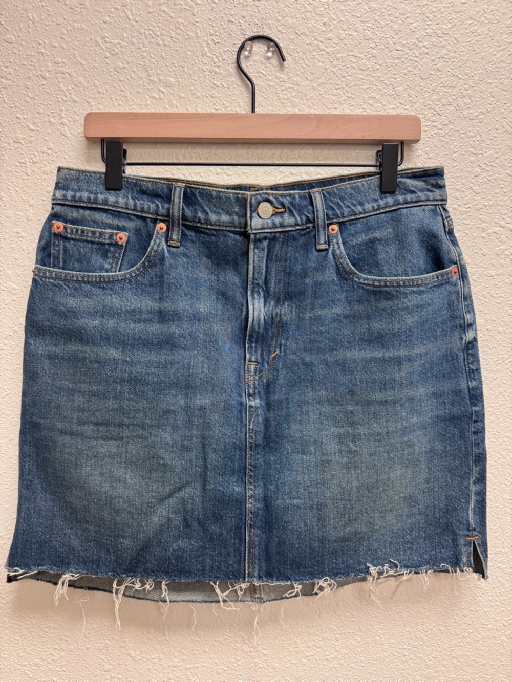 Lucky Brand Distressed Denim Mini Skirt in Blue